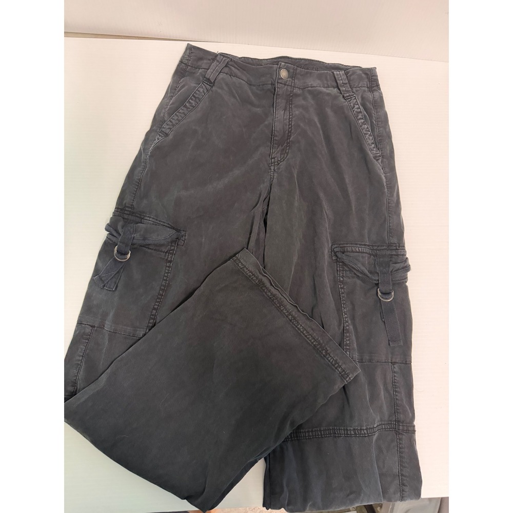 American Eagle Cargo Pants Womens 2 Black Wide Leg Lyocell Utility Trousers